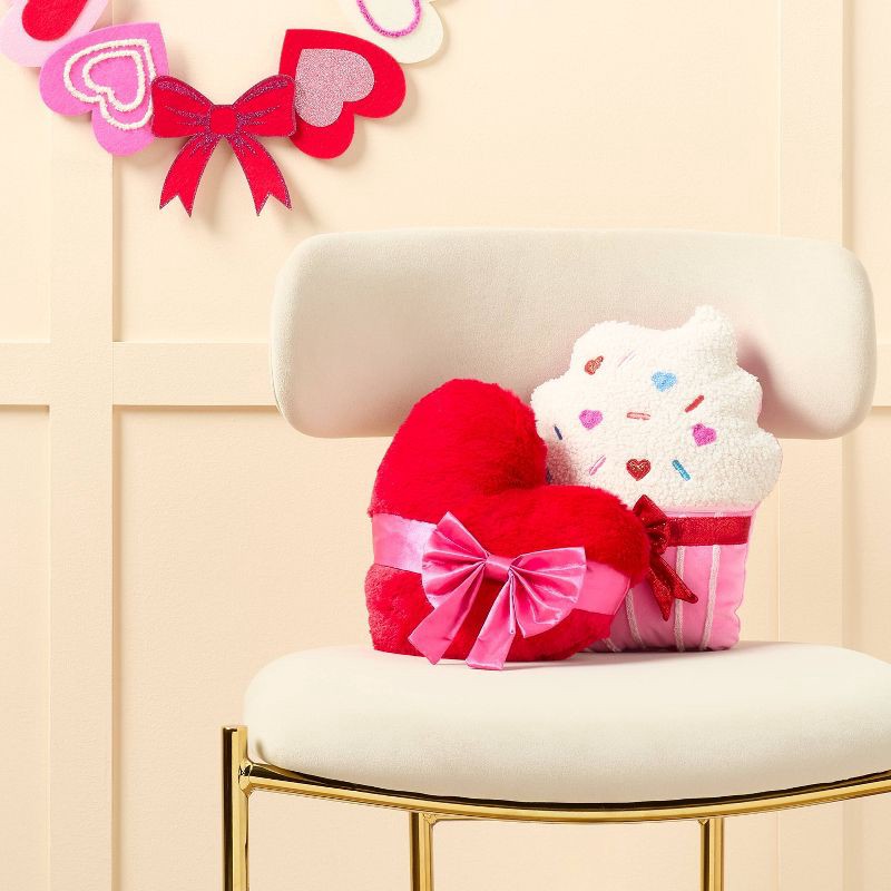 slide 2 of 3, Valentine's Day Small Giftable Heart Pillow with Bow White - Spritz™, 1 ct