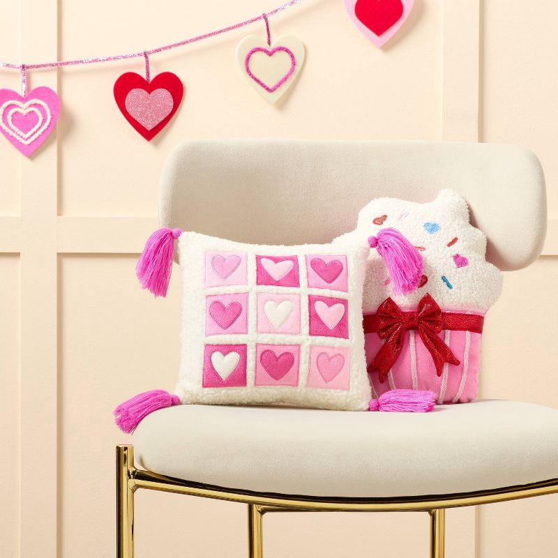 slide 2 of 3, Valentine's Day Small Giftable Heart Grid Pillow - Spritz™, 1 ct