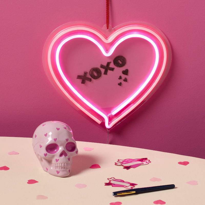 slide 2 of 3, Valentine's Day Hanging Acrylic Faux Neon Wall Sign Heart - Spritz™, 1 ct