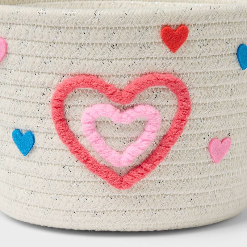 slide 3 of 3, Valentine's Day Rope Basket White - Spritz™, 1 ct