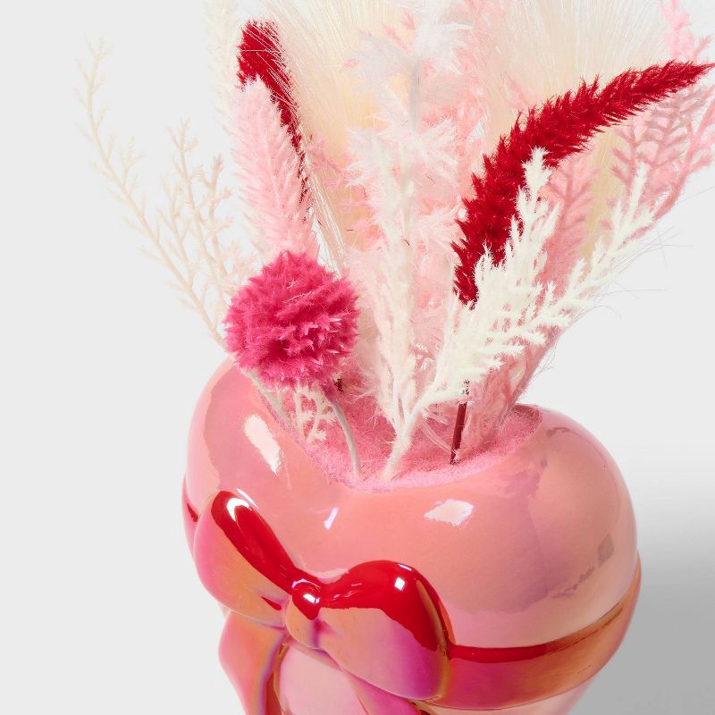 slide 3 of 3, Valentine's Day 13.5" Botanical Tabletop Artificial Plant with Ceramic Heart Vase - Spritz™, 1 ct