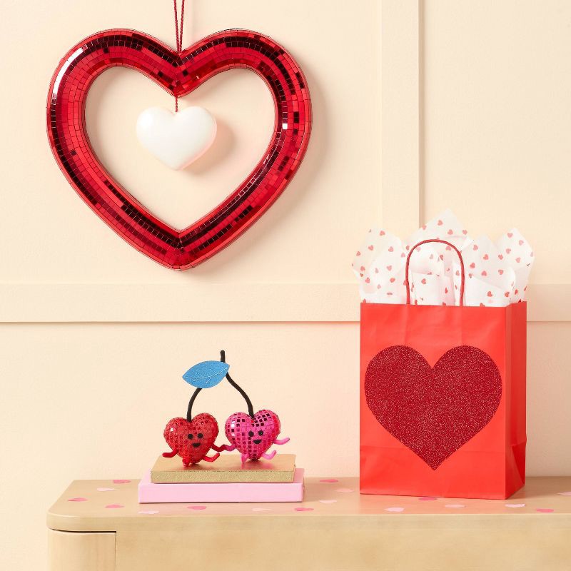 slide 2 of 3, Valentine's Day Glass Mirror Heart Hanging Decor - Spritz™, 1 ct