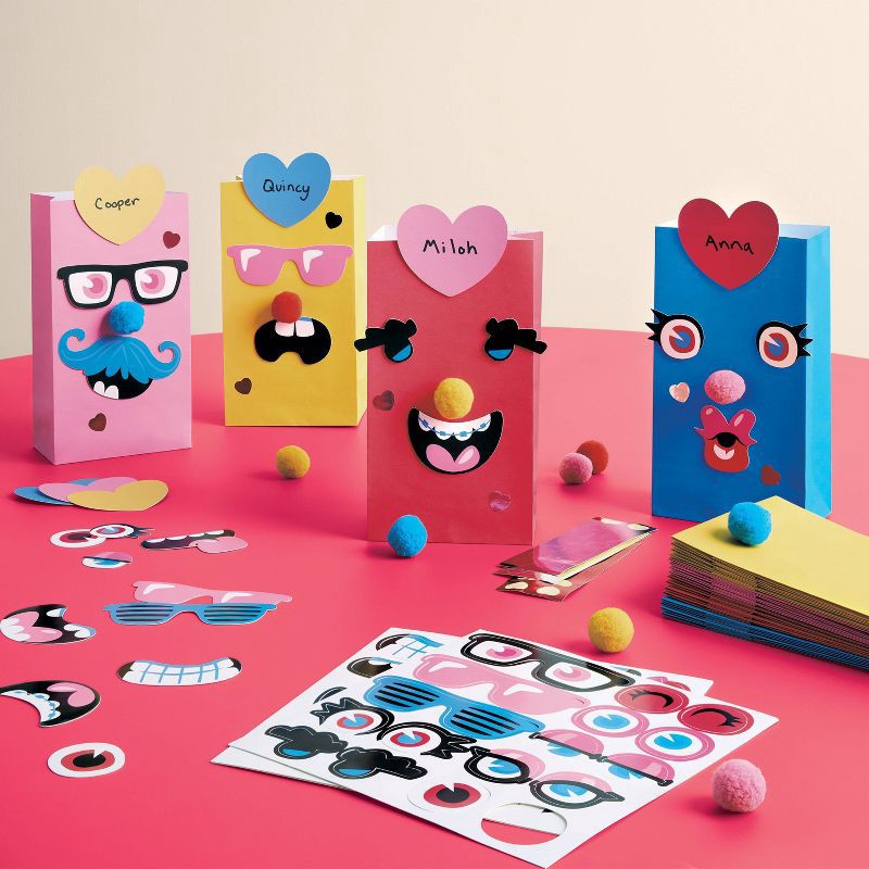 slide 2 of 3, 20ct Valentine's Day Funny Face Classroom Activity and Exchange Bags Kit - Spritz™, 20 ct