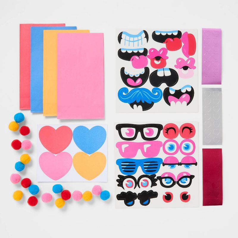 slide 3 of 3, 20ct Valentine's Day Funny Face Classroom Activity and Exchange Bags Kit - Spritz™, 20 ct