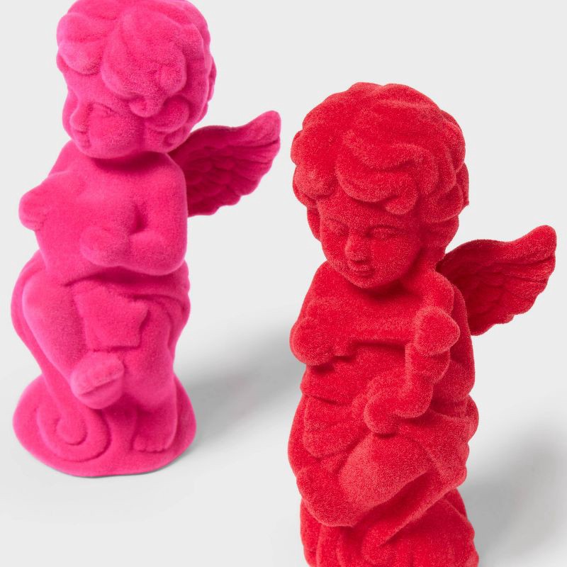 slide 3 of 3, 2pk Valentine's Day Flocked Polyresin Cupids Figurals - Spritz™, 2 ct