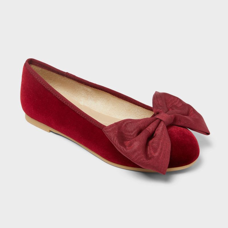 slide 1 of 3, Girls' Perla Ballet Flats - Cat & Jack™ Red 13, 1 ct