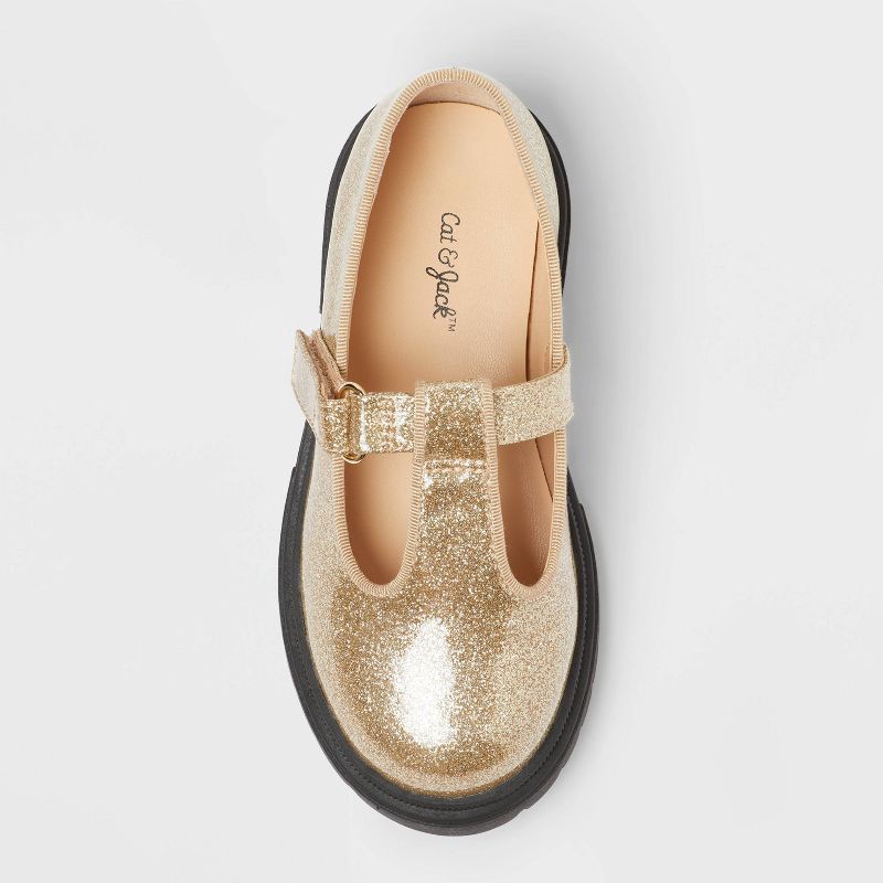 slide 3 of 4, Toddler Girls' Wende T-Strap Mary Jane Flats - Cat & Jack™ Gold 10T, 1 ct