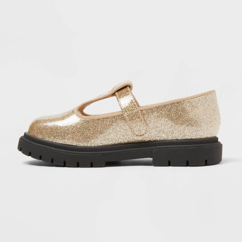 slide 4 of 4, Toddler Girls' Wende T-Strap Mary Jane Flats - Cat & Jack™ Gold 12T, 1 ct