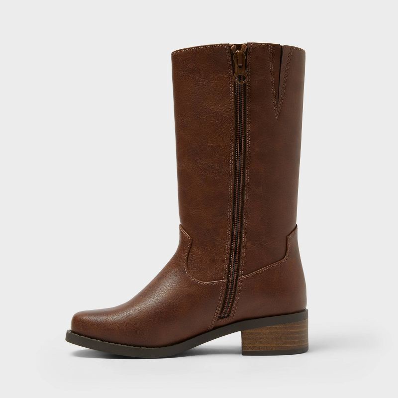 slide 2 of 3, Girls' Sade Stove Pipe Boots - Cat & Jack™ Brown 4, 1 ct