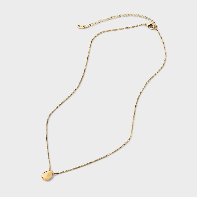 slide 2 of 4, 14K Gold Plated Puffed Teardrop Pendant Necklace - A New Day™ Gold, 1 ct