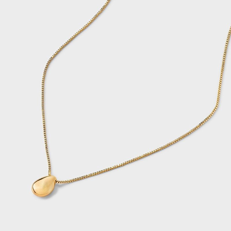 slide 4 of 4, 14K Gold Plated Puffed Teardrop Pendant Necklace - A New Day™ Gold, 1 ct