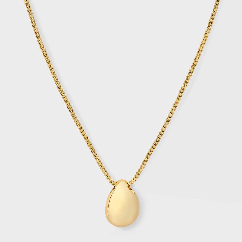slide 1 of 4, 14K Gold Plated Puffed Teardrop Pendant Necklace - A New Day™ Gold, 1 ct