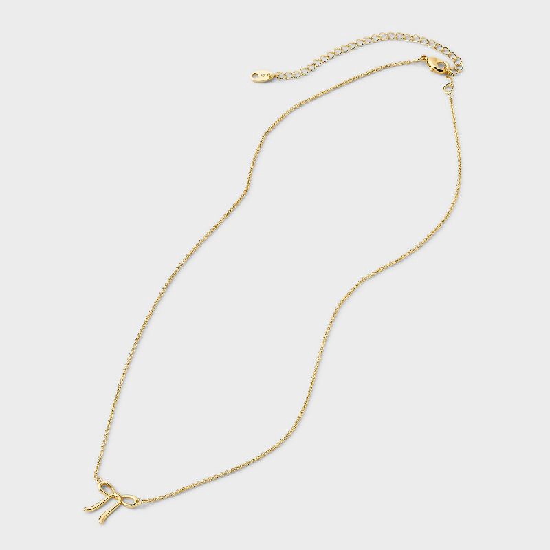 slide 2 of 4, 14K Gold-Plated Bow Necklace - A New Day™ Gold, 1 ct