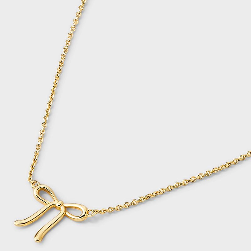 slide 4 of 4, 14K Gold-Plated Bow Necklace - A New Day™ Gold, 1 ct