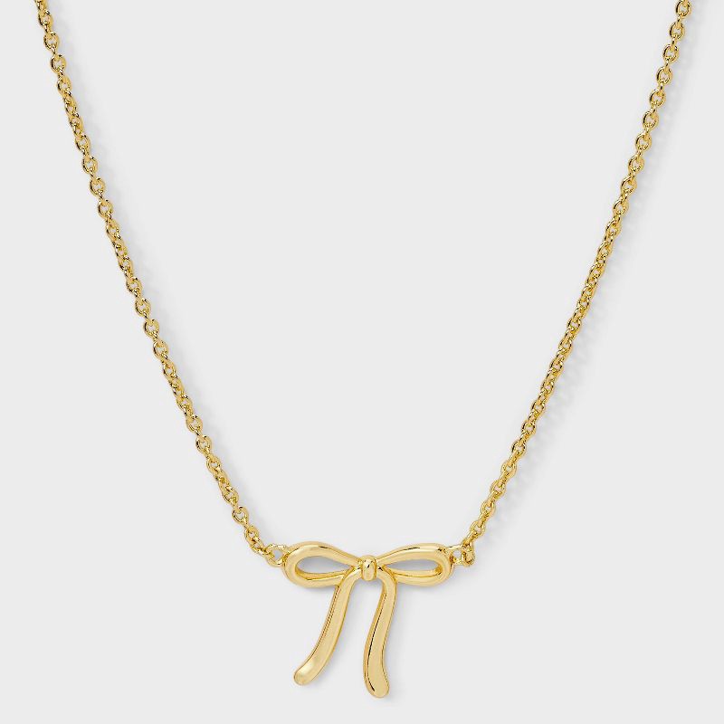 slide 1 of 4, 14K Gold-Plated Bow Necklace - A New Day™ Gold, 1 ct