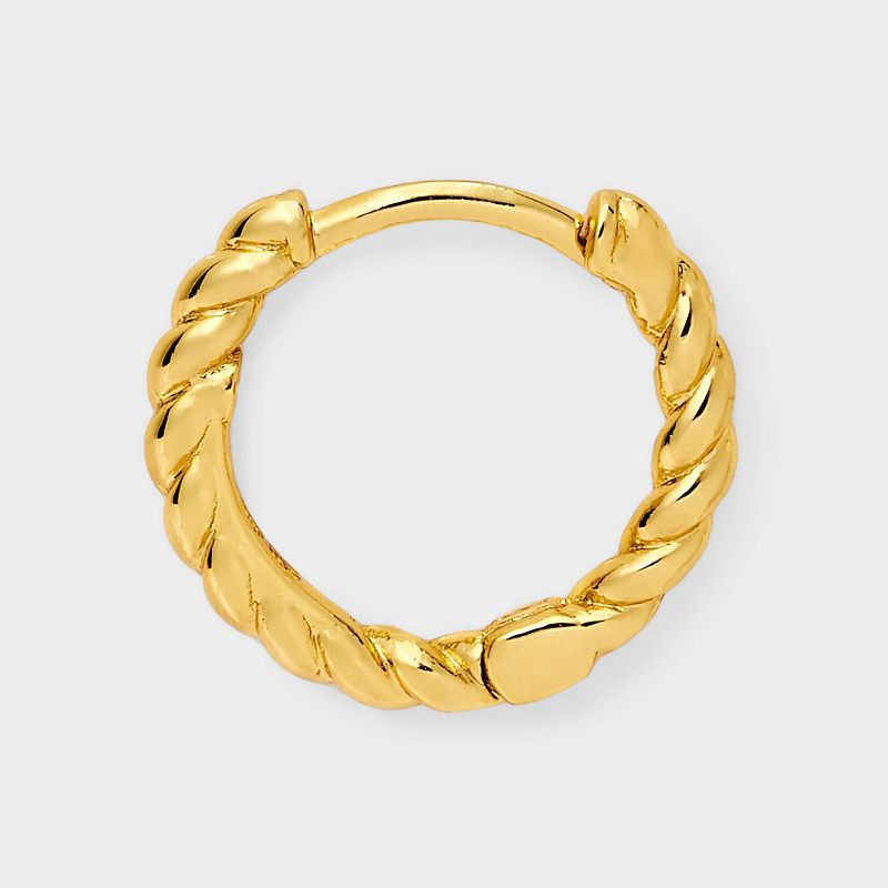 slide 2 of 3, 14K Gold Plated Cubic Zirconia Bow Stud and Twist Hoop Earring Set 3pc - A New Day™ Gold, 3 ct