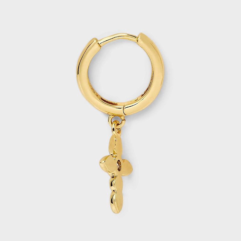 slide 2 of 3, 14K Gold Plated Cubic Zirconia Cross Charm Earrings - A New Day™ Gold, 1 ct