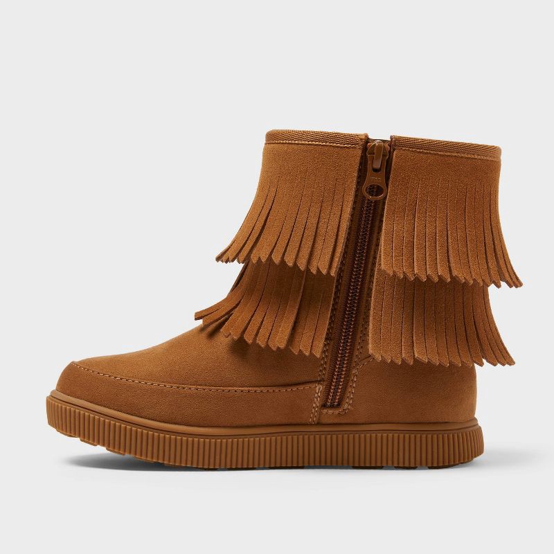 slide 2 of 4, Kids' Fiona Fringe Cozy Boots - Cat & Jack™ Cognac 13, 1 ct