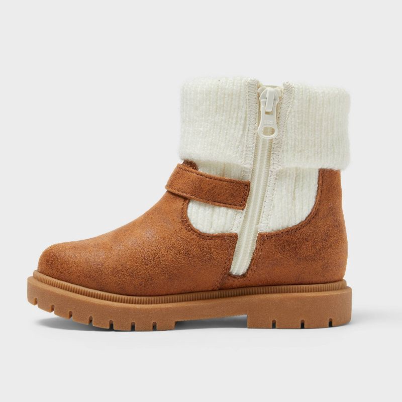 slide 2 of 4, Toddler Girls' Trista Zippered Booties - Cat & Jack™ Cognac 7T, 1 ct