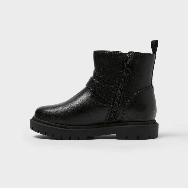 slide 2 of 4, Toddler Girls' Evie Lug Sole Ankle Boots - Cat & Jack™ Black 5T, 1 ct