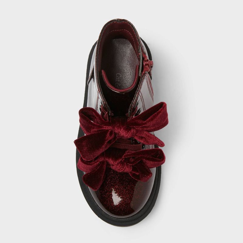 slide 3 of 4, Toddler Estes Shimmer Combat Boots - Cat & Jack™ Burgundy 10T, 1 ct