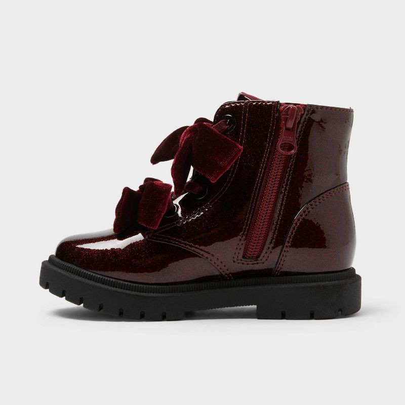 slide 2 of 4, Toddler Estes Shimmer Combat Boots - Cat & Jack™ Burgundy 12T, 1 ct