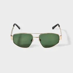 Womens Shiny Metal Aviator Sunglasses - Universal Thread™ Gold