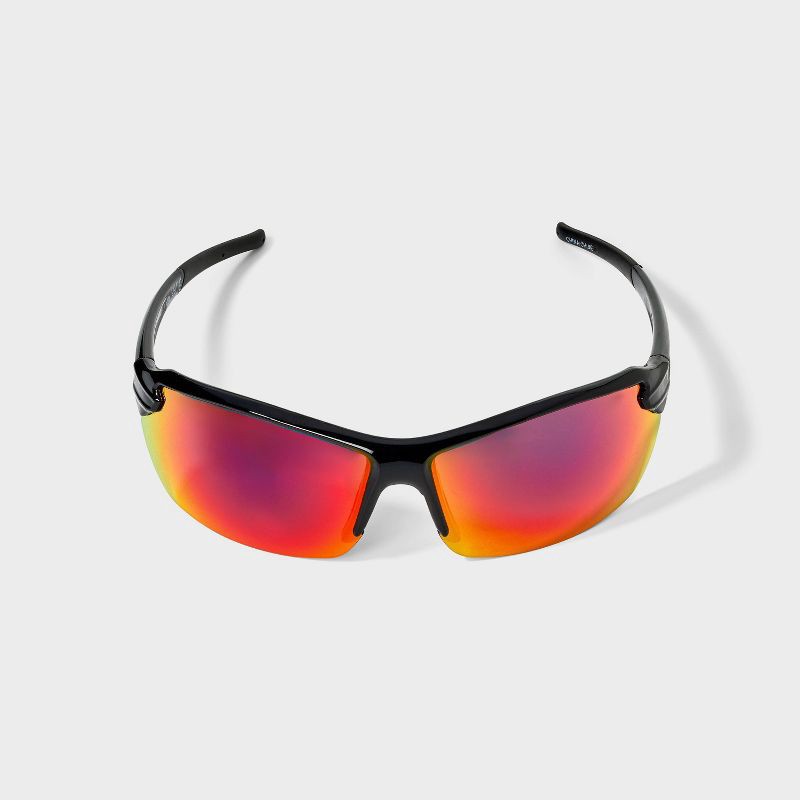 slide 1 of 2, Men's Shiny Plastic Shield Blade Sunglasses - All In Motion™ Black, 1 ct