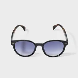 Womens Shiny Plastic Round Sunglasses - Universal Thread™ Black