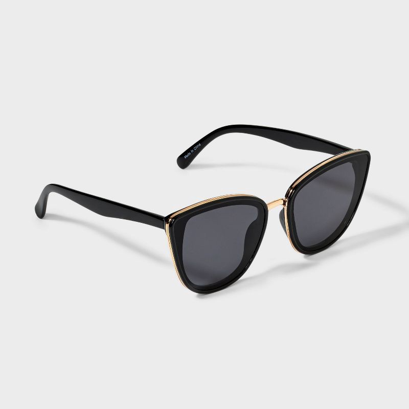 slide 2 of 2, Plastic Metal Combo Cateye Sunglasses- A New Day™ Black, 1 ct