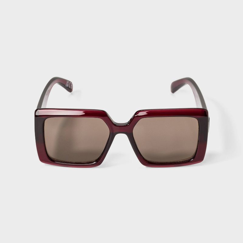 slide 1 of 2, Womens Shiny Plastic Square Sunglasses - A New Day™ Cranberry, 1 ct