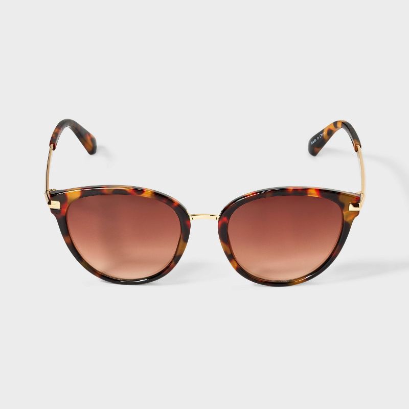 slide 1 of 2, Plastic Metal Combo Round Sunglasses- Universal Thread™ Tort, 1 ct