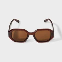 Women's Angular Rectangle Sunglasses - A New Day™ Brown