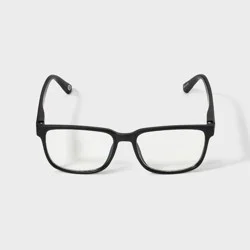 Men's Matte Plastic Rectangle Blue Light Filtering Glasses - Original Use™ Black