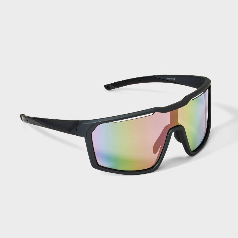 slide 2 of 2, Men's Rubberized Plastic Shield Sunglasses - All In Motion™ Charcoal, 1 ct