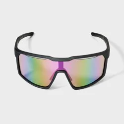 Men's Rubberized Plastic Shield Sunglasses - All In Motion™ Charcoal