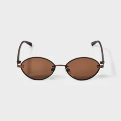 Womens Satin Plastic/Metal Oval Sunglasses - A New Day™ Brown
