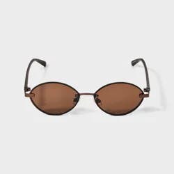 Womens Satin Plastic/Metal Oval Sunglasses - A New Day™ Brown