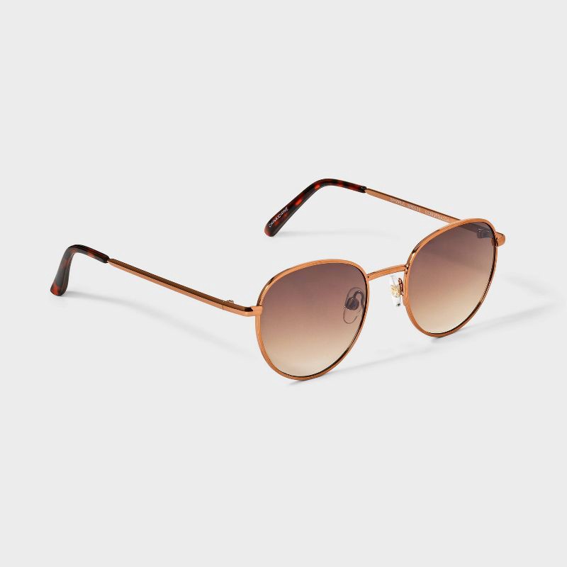 slide 2 of 2, Womens Shiny Metal Round Sunglasses - Universal Thread™ Bronze, 1 ct