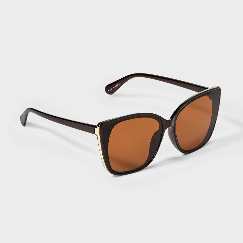 slide 2 of 2, Women's Oversized Cateye Sunglasses - A New Day™ Brown, 1 ct