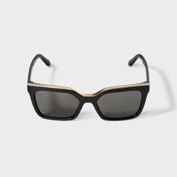 Women's Rectangle Metal Brow Bar Sunglasses - A New Day™ Black