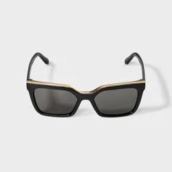 Women's Rectangle Metal Brow Bar Sunglasses - A New Day™ Black