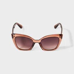 Women's Crystal Angular Cateye Sunglasses - A New Day™ Brown