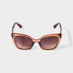 Women's Crystal Angular Cateye Sunglasses - A New Day™ Brown