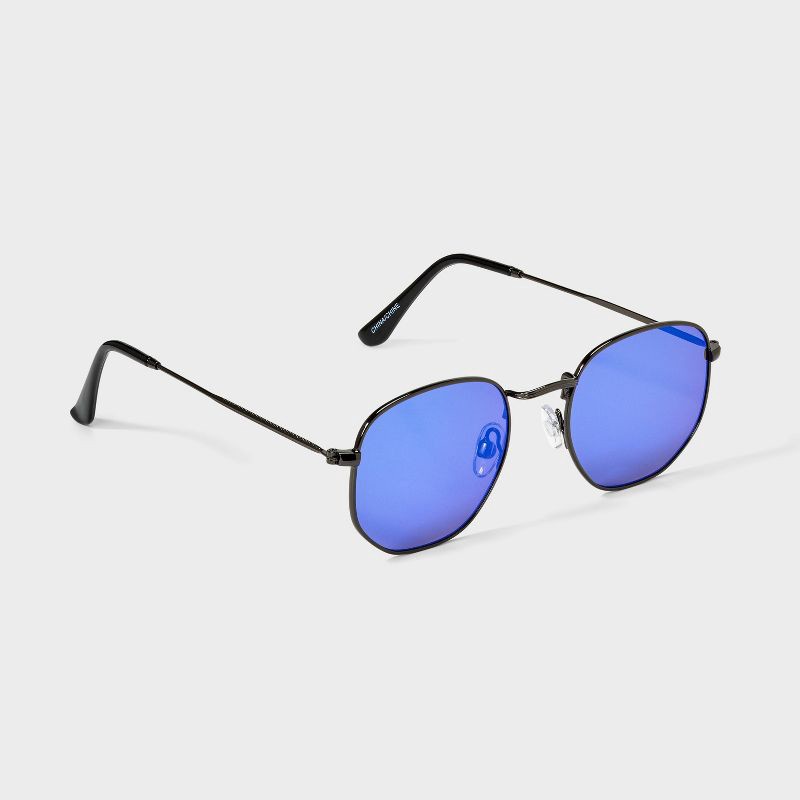 slide 2 of 2, Men's Round Shiny Metal Geometric Sunglasses - Original Use™ Gunmetal, 1 ct