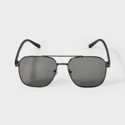 Men's Square Aviator Metal Sunglasses - Goodfellow & Co™ Black