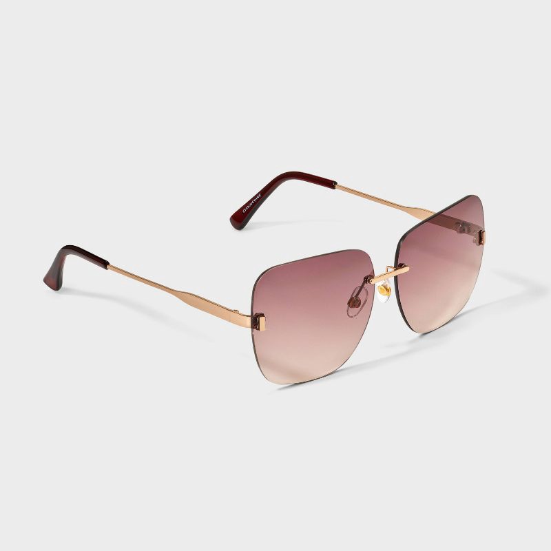 slide 2 of 2, Womens Shiny Metal Square Sunglasses - Universal Thread™ Gold, 1 ct