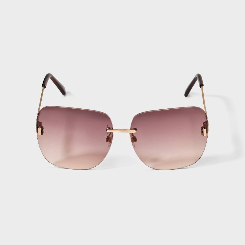 slide 1 of 2, Womens Shiny Metal Square Sunglasses - Universal Thread™ Gold, 1 ct