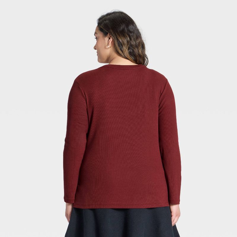 slide 2 of 3, Women's Slim Fit Long Sleeve Top - A New Day™ Maroon XXL, 1 ct