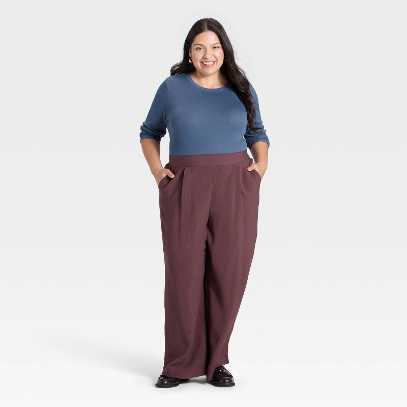 slide 3 of 4, Women's Slim Fit Long Sleeve Top - A New Day™ Dark Blue L, 1 ct